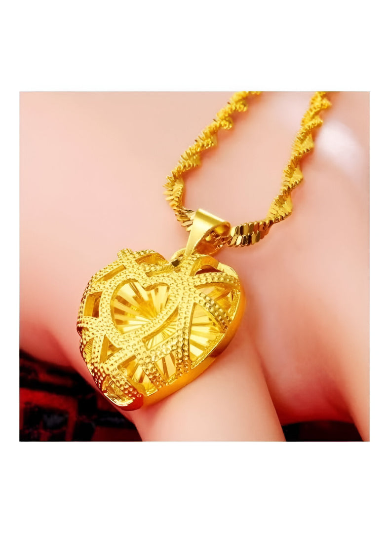 24 Karat Gold Heart Shape Pendant Necklace