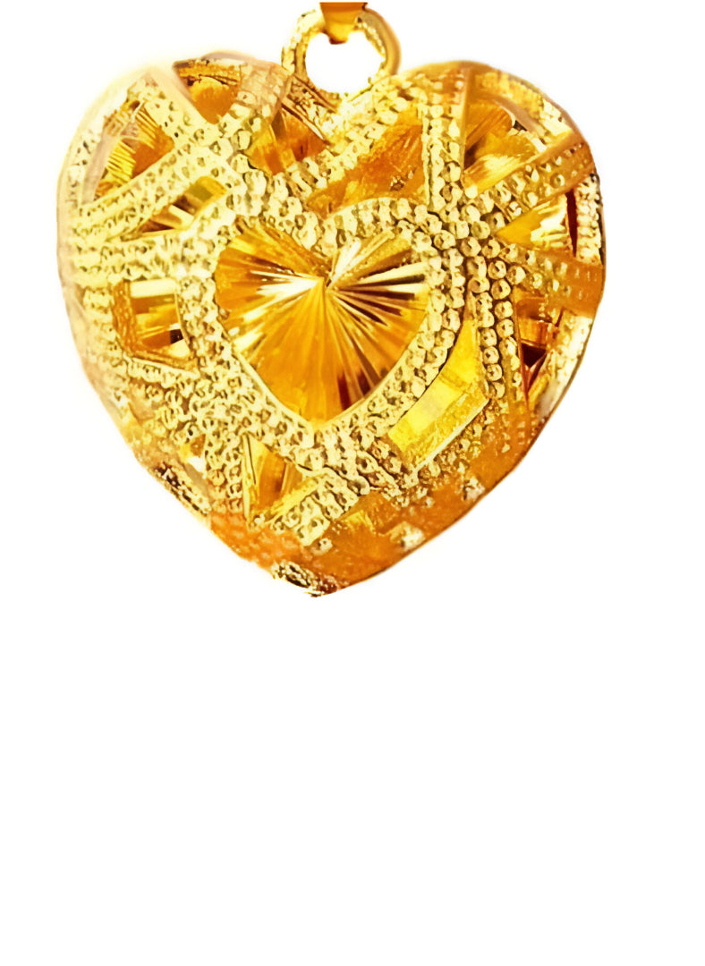 24 Karat Gold Heart Shape Pendant Necklace